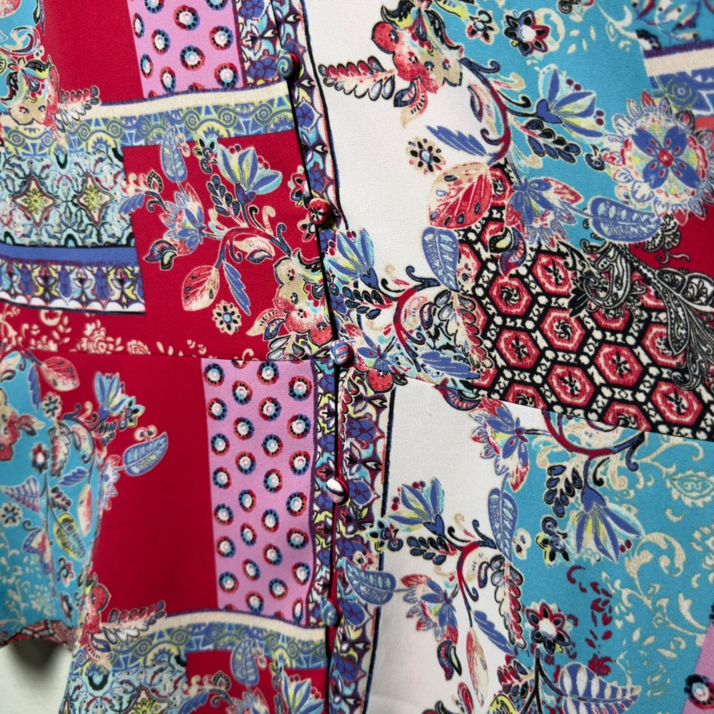 Chico's Women Patchwork Button Front Top Large 2 … - image 3